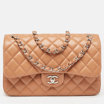 CHANEL Brown Quilted Leather Jumbo Classic Double Flap Bag