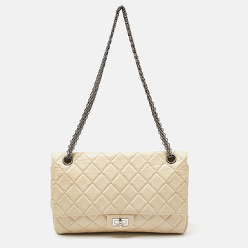 CHANEL Cream Quilted Aged Leather Classic 226 Reissue 2.55 Flap Bag