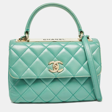 CHANEL Aqua Green Quilted Leather Small Trendy CC Flap Bag