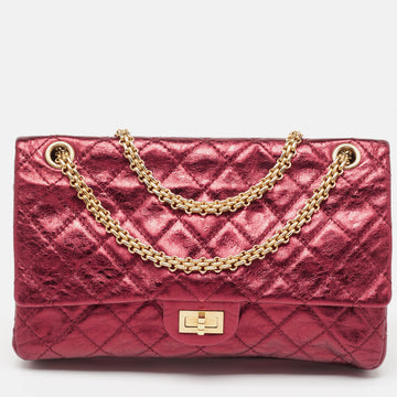 CHANEL Metallic Burgundy Quilted Aged Leather Classic 226 Reissue 2.55 Flap Bag