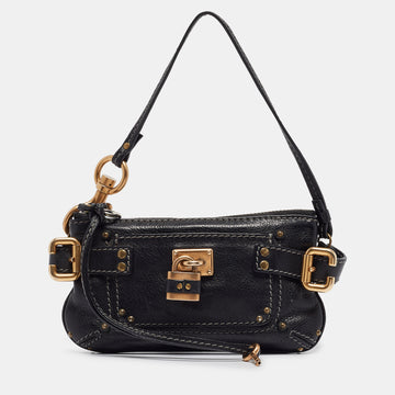 CHLOE Black Leather Paddington Pochette Bag