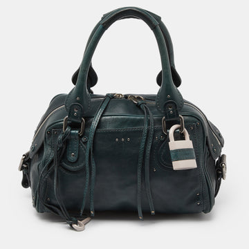 CHLOE Green Leather Medium Paddington Satchel