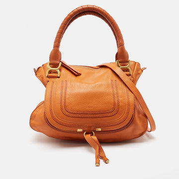 CHLOE Orange Leather Medium Marcie Shoulder Bag