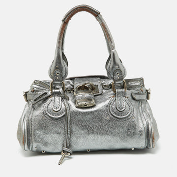 CHLOE Silver Leather Paddington Satchel