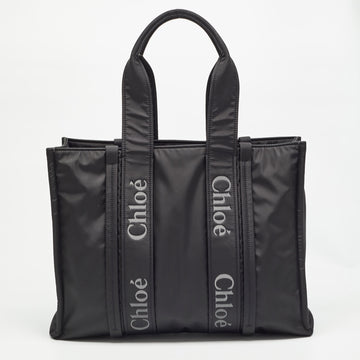 CHLOE Black Nylon Large Woody Tote