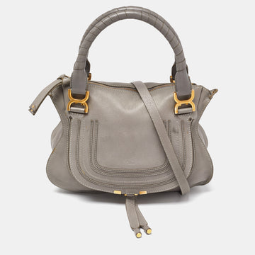 CHLOE Grey Leather Medium Marcie Satchel