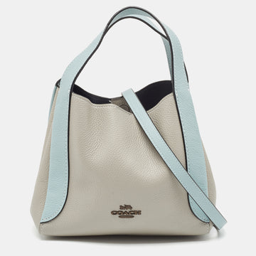 COACH Grey/Blue Pebbled Leather Hadley 21 Hobo