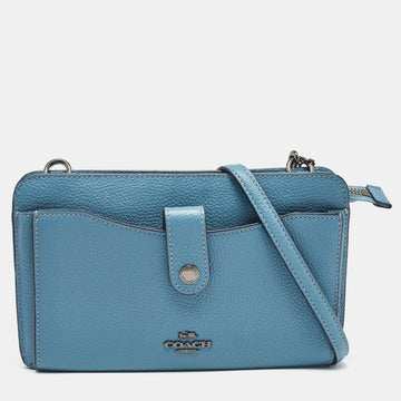 COACH Blue Leather Noa Pop Up Crossbody Bag