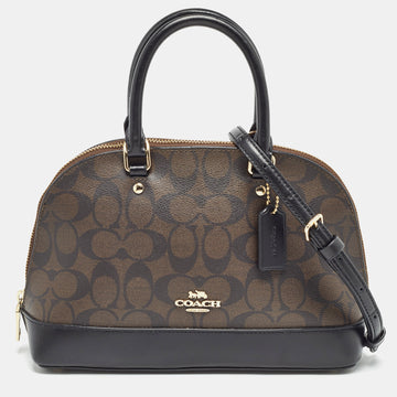 COACH Brown Signature Coated Canvas and Leather Sierra Satchel
