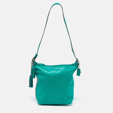 COACH Green Leather Legacy Tassel Bucket Bag