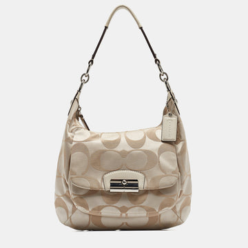 COACH Beige Signature Fabric Kristine Hobo