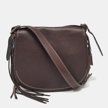 COACH Dark Brown Leather Whiplash Saddle Bag