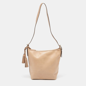 COACH Beige Leather Legacy Tassel Shoulder Bag