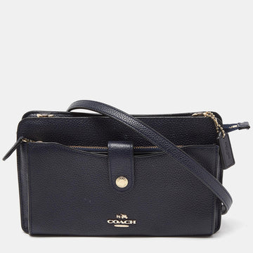 COACH Navy Blue Leather Noa Pop Up Crossbody Bag