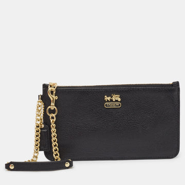 COACH Black Leather Chain Pouch