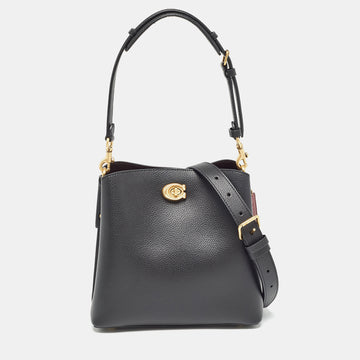 COACH Black Leather Willow Bucket Bag