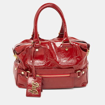 D&G Red Patent Leather Front Pocket Satchel