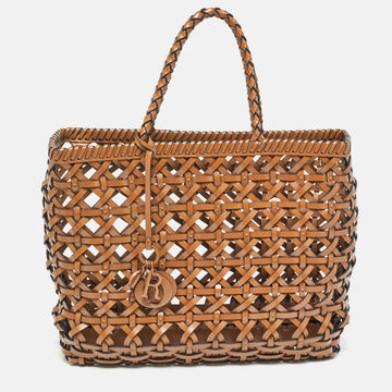 DIOR Brown Woven Leather Cabas Tote