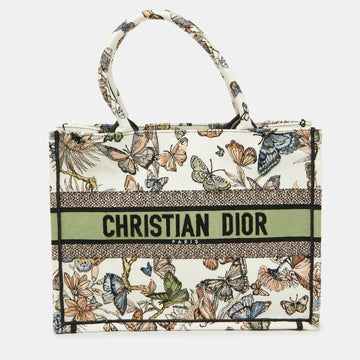 DIOR Multicolor Butterfly Embroidered Canvas Medium Book Tote