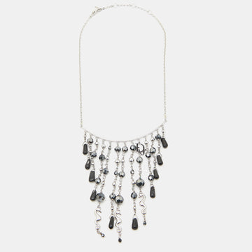 DIOR Beads Silver Tone Tassel Necklace