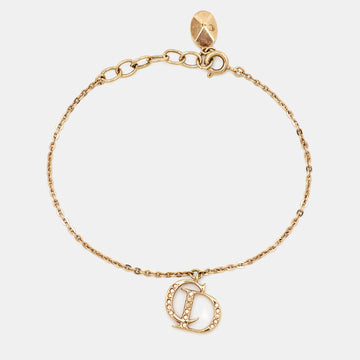 DIOR CD Crystal Charm Gold Tone Bracelet