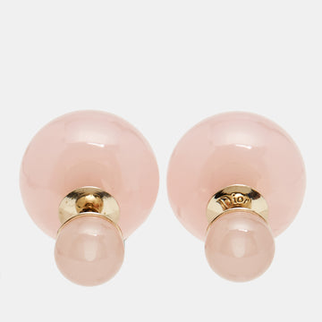 DIOR Tribales Pink Resin Gold Tone Stud Earrings