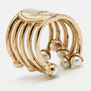 DIOR ific Faux Pearl Open Cuff Ring M