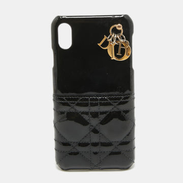 DIOR Black Cannage Patent Leather iPhone XS Max Cover