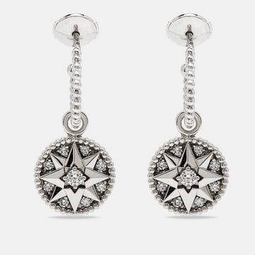 DIOR Rose Des Vents Diamond 18k White Gold Earrings