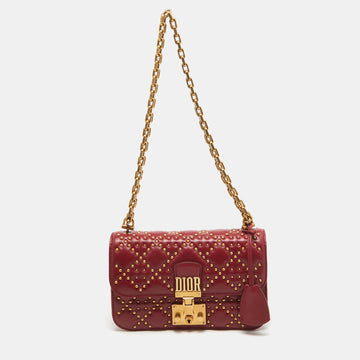 DIOR Red Cannage Leather Small Addict Shoulder Bag
