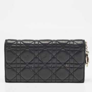 DIOR Black Cannage Leather Lady  Continental Wallet