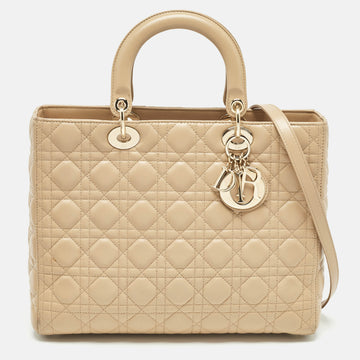 DIOR Beige Cannage Leather Large Lady  Tote