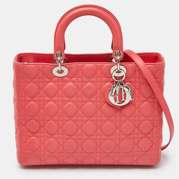 DIOR Pink Cannage Leather Large Lady  Tote
