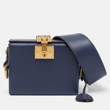 DIOR Navy Blue Leather addict Lockbox Shoulder Bag