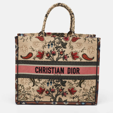 DIOR Multicolor Floral Embroidered Canvas Large Book Tote