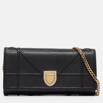 DIOR Black Leather ama Wallet On Chain