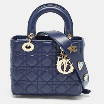 DIOR Dark Blue Cannage Leather Small My ABC Lady  Tote