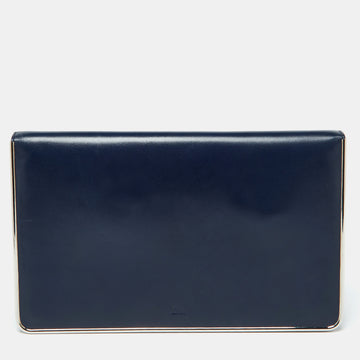 DIOR Blue Leather Metal Flap Clutch