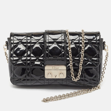 DIOR Black Cannage Patent Leather Miss  Promenade Pouch Bag