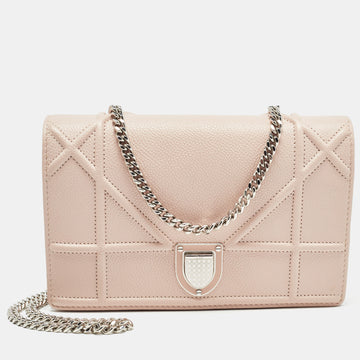 DIOR Light Pink Leather ama Wallet on Chain