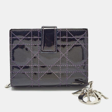 DIOR Purple Cannage Patent Leather Lady  5 Gusset Card Holder