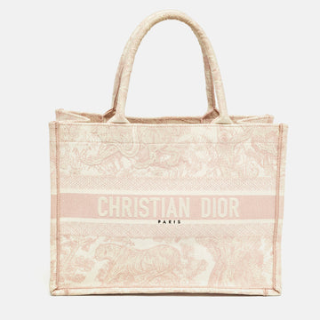 DIOR Pink Embroidery Canvas Medium Book Tote