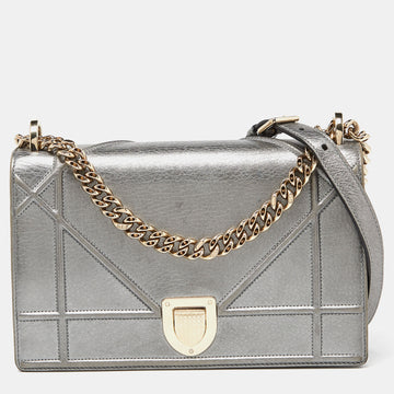 DIOR Metallic Leather Medium ama Flap Shoulder Bag