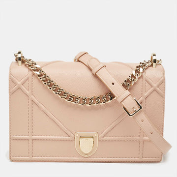 DIOR Peach Leather Medium ama Flap Shoulder Bag