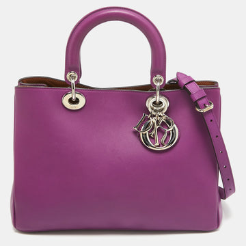 DIOR Purple Leather Medium issimo Shopper Tote