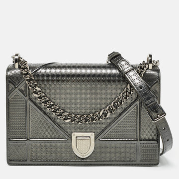 DIOR Grey Patent Leather Medium ama Shoulder Bag