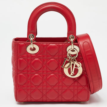 DIOR Red Cannage Leather Small Lady  My ABC Bag