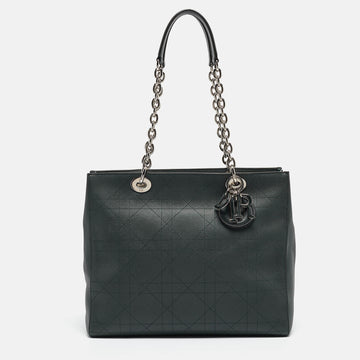 DIOR Dark Green Cannage Leather Large Ultra Tote
