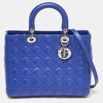 DIOR Blue Cannage Leather Large Lady  Tote