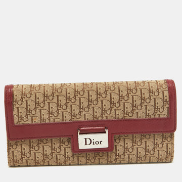 DIOR Red/Beige Oblique Fabric and Leather Street Chic Wallet